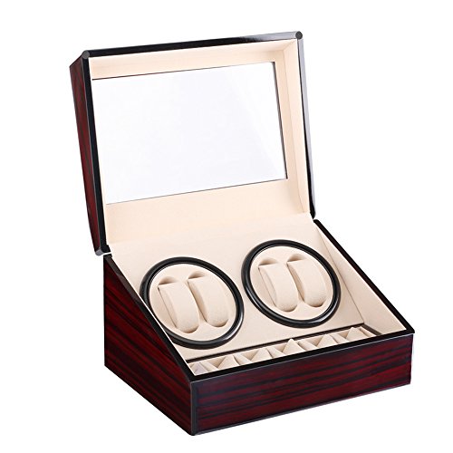 Uhrenbeweger 4 Uhren Watch Winder für Automatikuhren Holz (4+6).