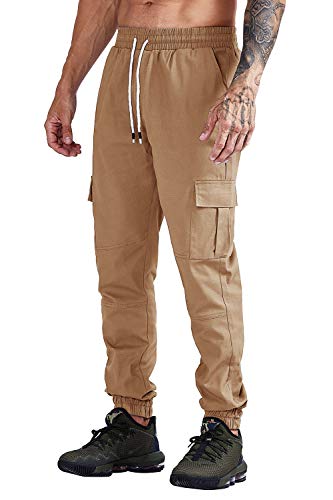 Cindeyar Herren Hosen Cargo Chino Stretch Slim fit Jeanshose Basic Jogger Sporthose Freizeithose (M, 105Khaki)