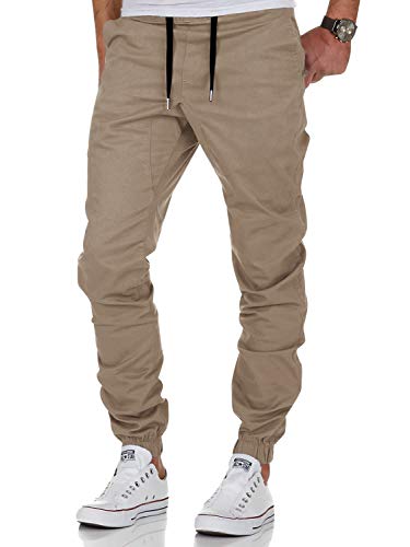 AitosuLa Herren Jogginghose Baumwolle Freizeithose Sport Slim Fit Trainingshose Sweatpants Jogger Pant (Beige, Small)