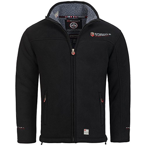 Geographical Norway UREKA Herren Fleece Jacke Fleecejacke warm Teddyfell Futter Gr. S-XXXL, Größe:M;Farbe:Schwarz