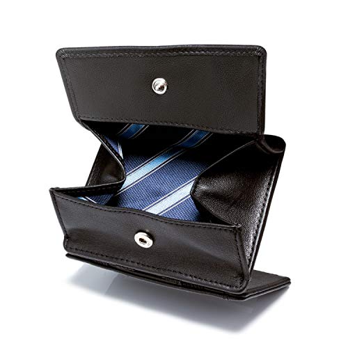 LEONARDO LEONE® Milano Magic Wallet mit Münzfach aus echtem Leder – RFID Schutz – Dünne magische Herren Geldbörse mit Geschenk Box – (Schwarz)