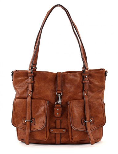 Tamaris Damen Bernadette Henkeltasche, Braun (Cognac), 12x30x36 cm