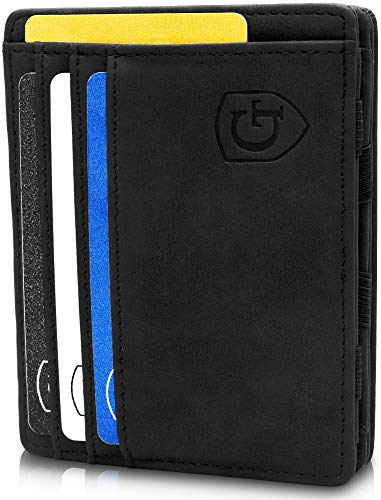 GenTo® Magic Wallet Nevada – TÜV geprüfter RFID, NFC Schutz – Dünne magische Geldbörse mit großem Münzfach – Geschenk für Herren und Damen – erhältlich in 2 Farben | Design Germany (Schwarz – Soft)