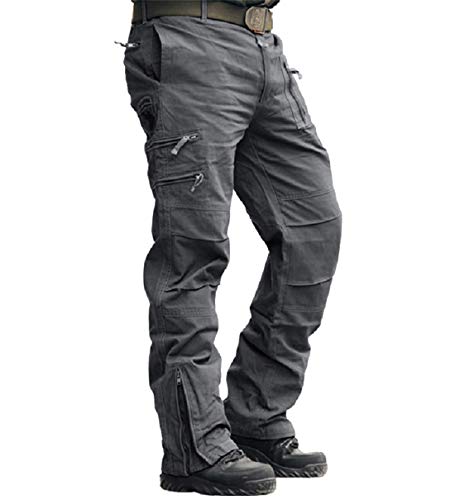 MAGCOMSEN Herren Hose Cargo Chino Wanderhose Combat Outdoor Hose Herbst Männer Trekkinghose mit Vielen Eingrifftaschen Radhose Arbeitshose Freizeithose für Angeln Reisen Grau XL