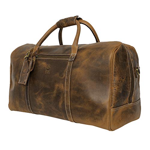 Rustic Town groß Leder Reisetasche – Carry On Vintage Umhängetasche Seesack Weekender Tasche für Herren und Damen (Braun)