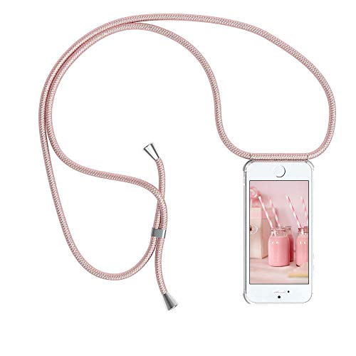 YuhooTech Handykette Kompatibel mit iPhone 6 / 6S, Smartphone Necklace Hülle mit Band – Handyhülle mit Kordel Umhängenband – Schnur mit Case zum umhängen in Rose Gold