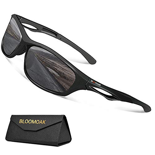 Bloomoak Beste polarisierte Sport-Sonnenbrille Herren & Damen/cooler Schwarz/UV-Schutz/unzerbrechlicher TR90-Rahmen – geeignet für Fahren/Laufen/Radfahren/Angeln/Golf