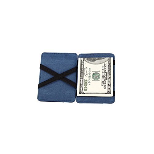 DDLBiz® Mini neutrale Grind magische Bifold Leder Card Wallet Geldbörse (Blau)