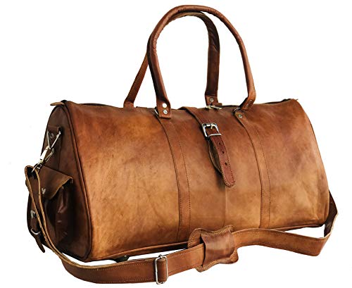 Weekender DHK Bags Meran L Reisetasche aus Leder Qualität Vintage Design Damen Herren Braun Groß 55 cm 30 Liter