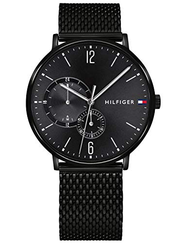 Tommy Hilfiger Herren Multi Zifferblatt Quarz Uhr mit Edelstahl Armband 1791507