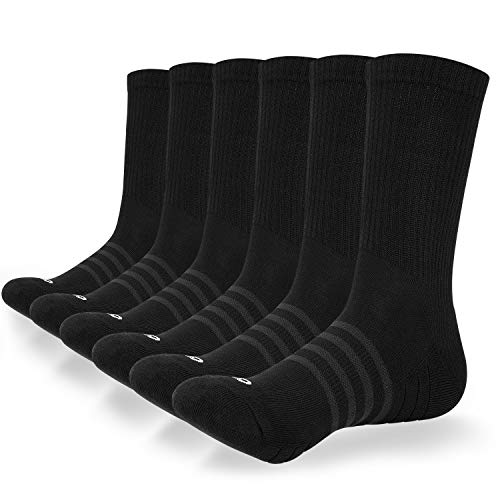 coskefy Socken Herren Damen Baumwolle Sneaker socken 6 Paare Lange Warm Wandersocken mit weicher Polsterung und Streifen Weich Sportsocken für Fitness Tennis Trekking Joggen Laufen Alltag