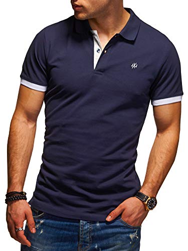 JACK & JONES Herren Poloshirt Polohemd Kurzarmshirt (L, Navy Blazer/White)