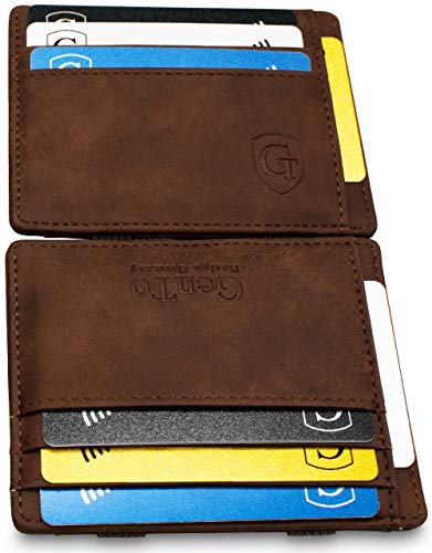 GenTo® Magic Wallet Monte Carlo – TÜV geprüfter RFID, NFC Schutz – Dünne magische Geldbörse ohne Münzfach – Geschenk für Damen und Herren – erhältlich in 4 Farben | Design Germany (Dunkelbraun – Soft)