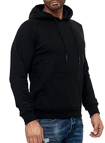 Smith & Solo Herren Kapuzenpullover – Sweatshirt Pullover Rundhals – Langarm – Slim – Fit – Training – Hoodie – Pulli – Hochwertige Baumwollmischung Männer, Schwarz-kapuze, XL