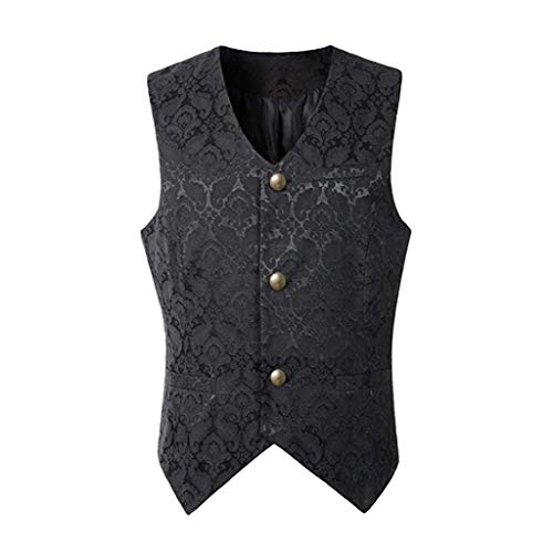 Binggong Herren Steampunk Gothic Weste Smoking Anzugweste Männer Mittelalter Kostüm Karneval Waistcoat West Vintage Cosplay Vest Overcoat