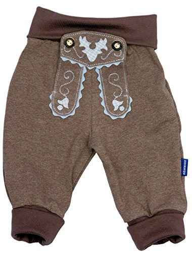 Baby Jogginghose Lederhosen Look, Braun, 100% Baumwolle, Größe 86 inkl. Autoaufkleber