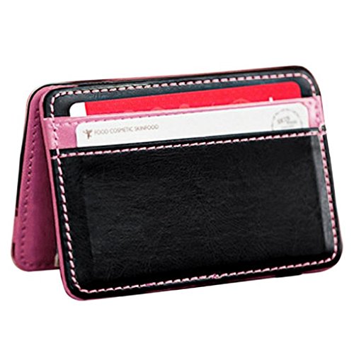 HARRYSTORE Unisex Mini Magic Wallet Bifold Leder Dünne Kartenhalter Geldbörse (Rosa)