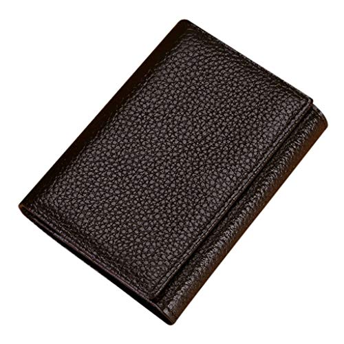 duquanxinquan Visitenkarten Kreditkarten Etuis Kreditkartenetui Visitenkartenetui Zipper GeldbörseLeder Kredit Wallet Karten-Mappe Herren Kredit-Kartenetui Leder Geldbeutel (Braun)