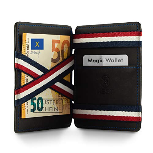 WEST – Magic Wallet – ORIGINAL (Schwarz-Blau) – SlimWallet mit Münzfach – Perfekter Begleiter für unterwegs – inklusive Edler Geschenkbox – Schluss mit Datendieben