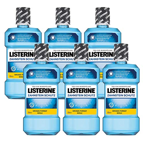 Listerine Zahnsteinschutz Mundspülung (ohne Fluorid, für natürlich schöne Zähne) 6er Pack (6 x 600 ml)