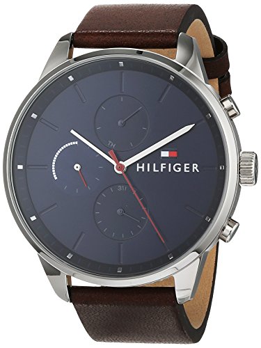 Tommy Hilfiger Unisex Multi Zifferblatt Quarz Uhr mit Leder Armband 1791487