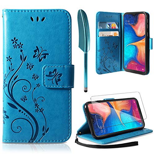 ivencase Lederhülle Samsung Galaxy A20e Flip Hülle+ HD Schutzfolie, Samsung Galaxy A20e Wallet Case Handyhülle PU Leder Tasche Case Kartensteckplätzen Schutzhülle für Samsung Galaxy A20e