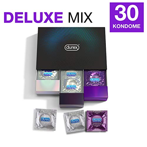 Durex Surprise Me Deluxe Kondome in stylischer Box – Aufregende Vielfalt, praktisch & diskret verpackt – für extra Stimulation & intensive Befriedigung – 30er Pack (1 x 30 Stück)