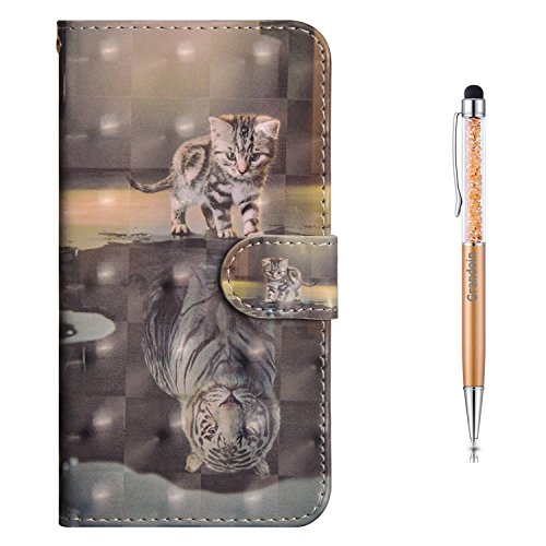 iPhone 6S Hülle,iPhone 6 Hülle,Grandoin Handyhülle im Brieftasche-Stil für Apple iPhone 6S / iPhone 6 4.7 Zoll Handytasche PU Leder Flip Cover Case Schutzhülle mit Etui Case (Katze und Tiger)