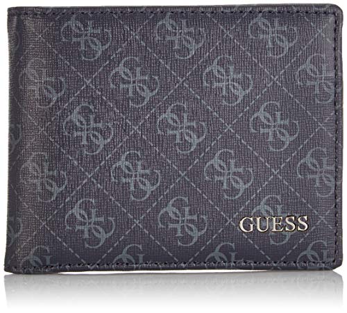 Guess Herren Manhattan Logo Geldbörse, Blau (Navy), 2.5×9.6×12.2 Centimeters