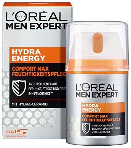 L'Oréal Men Expert Hydra Energy Comfort Max, Nicht-fettende Feuchtigkeitspflege, Sensible und Trockene Männerhaut (50 ml)