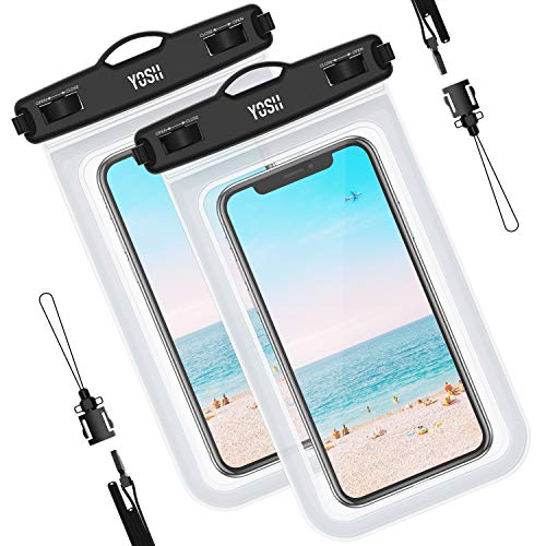 YOSH wasserdichte Handyhülle Tasche Beutel (2 Stück) Schnorcheln Schwimmen Unterwasser für Samsung S9 S8 S7 S6 A5 A7 für iPhone 11 Pro XR X 8 7 6 6s Plus Lumia Huawei, bis zu 6.5 Zoll